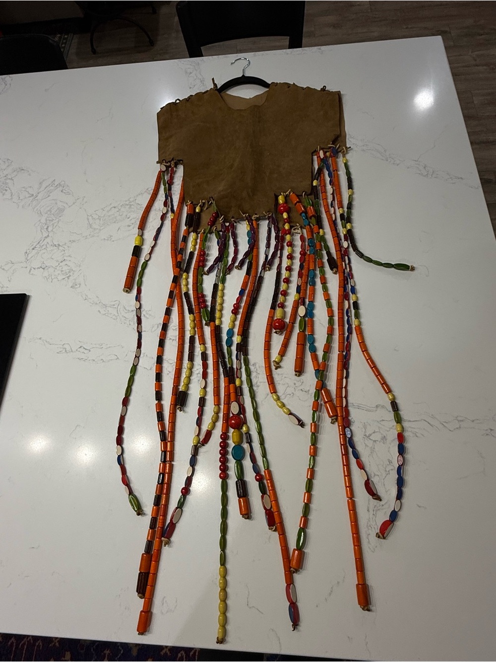 Camp Fire Girl Suede and Multicolor Beaded Top